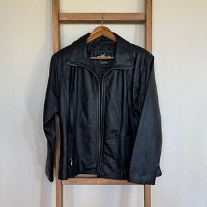 Wilsons Leather Black Zip-Front Leather Jacket